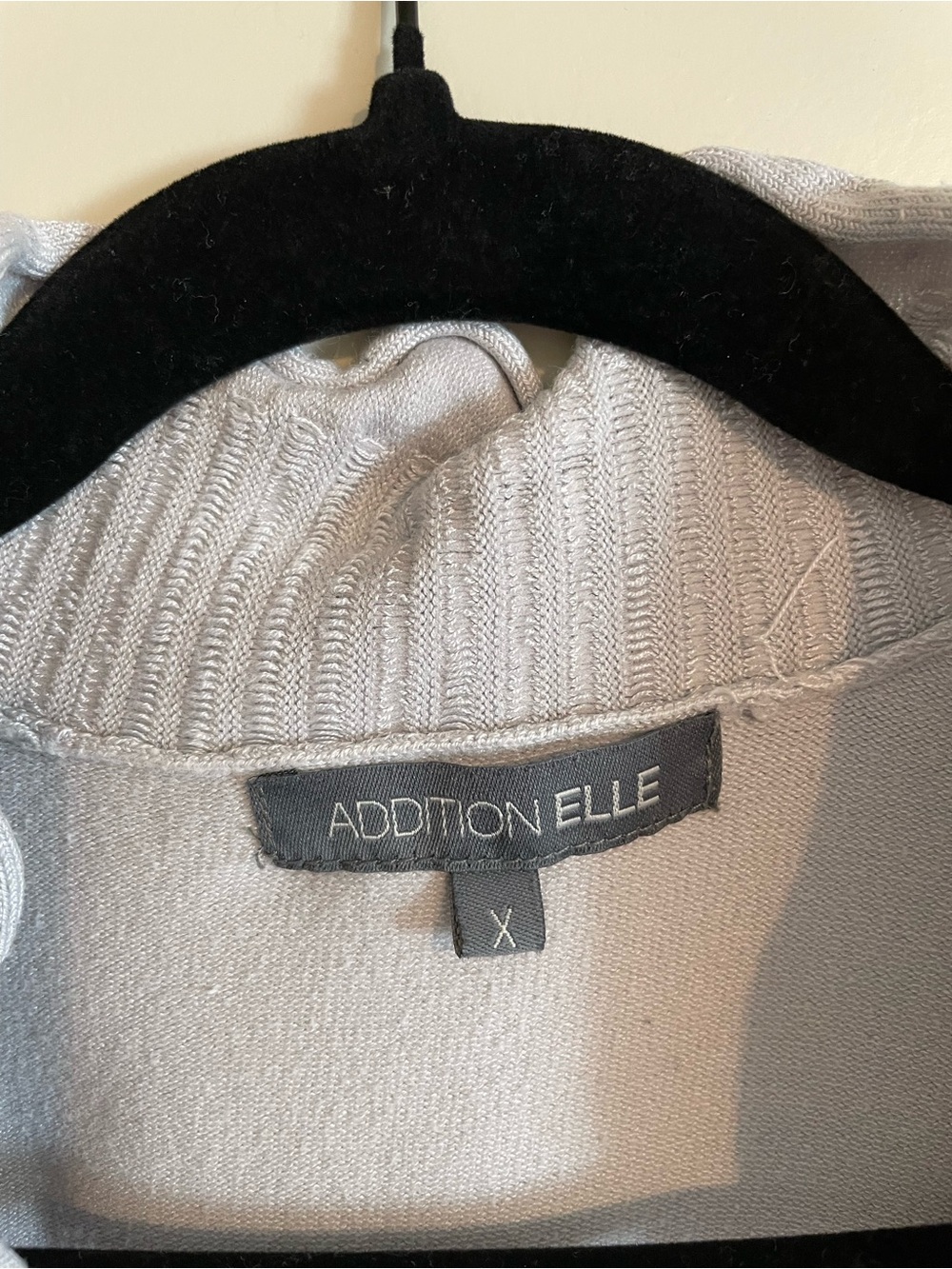 Addition Elle Light Gray Ruffle-Trim Open Front Cardigan - Picture 3 of 3